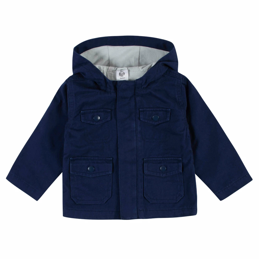 Best deal 😍 Gerber® Infant & Toddler Navy Hooded Cotton Twill Utility Jacket 😀 1 Gerber® Infant & Toddler Navy Hooded Cotton Twill Utility Jacket