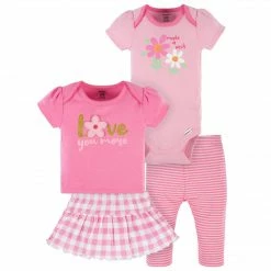 Gerber® 4-Piece Baby Girls Summer Blossom Onesies® Bodysuit, Tee, Skort & Pant Set See What's New