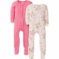Gerber® 2-Pack Baby & Toddler Girls Rose Snug Fit Footed Cotton Pajamas