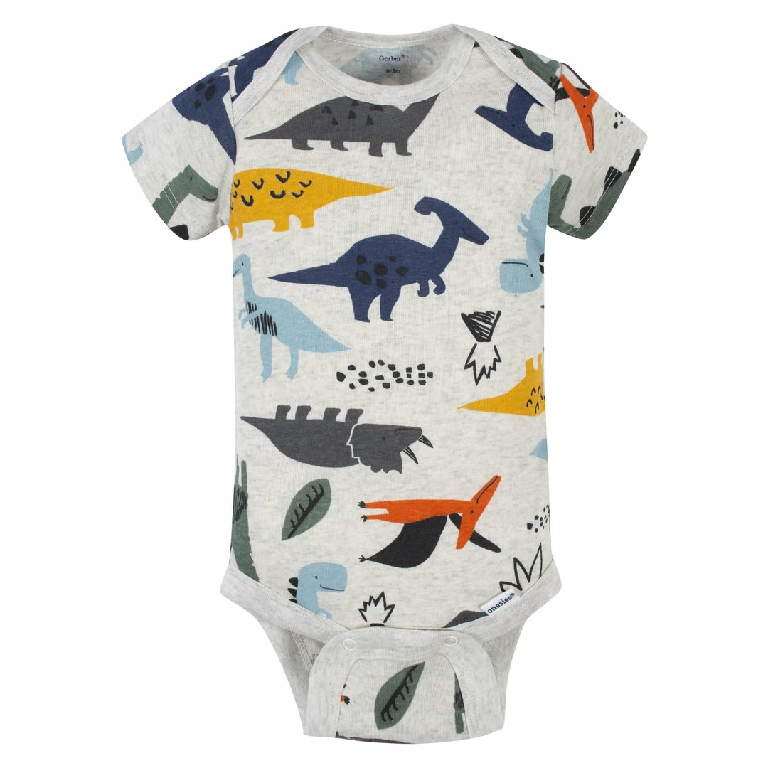 Best Pirce 🧨 Gerber® 5-Pack Baby Boys Dino Short Sleeve Onesies® Bodysuits BabyPreemie - 24M ⭐ 5 Gerber® 5-Pack Baby Boys Dino Short Sleeve Onesies® Bodysuits BabyPreemie - 24M