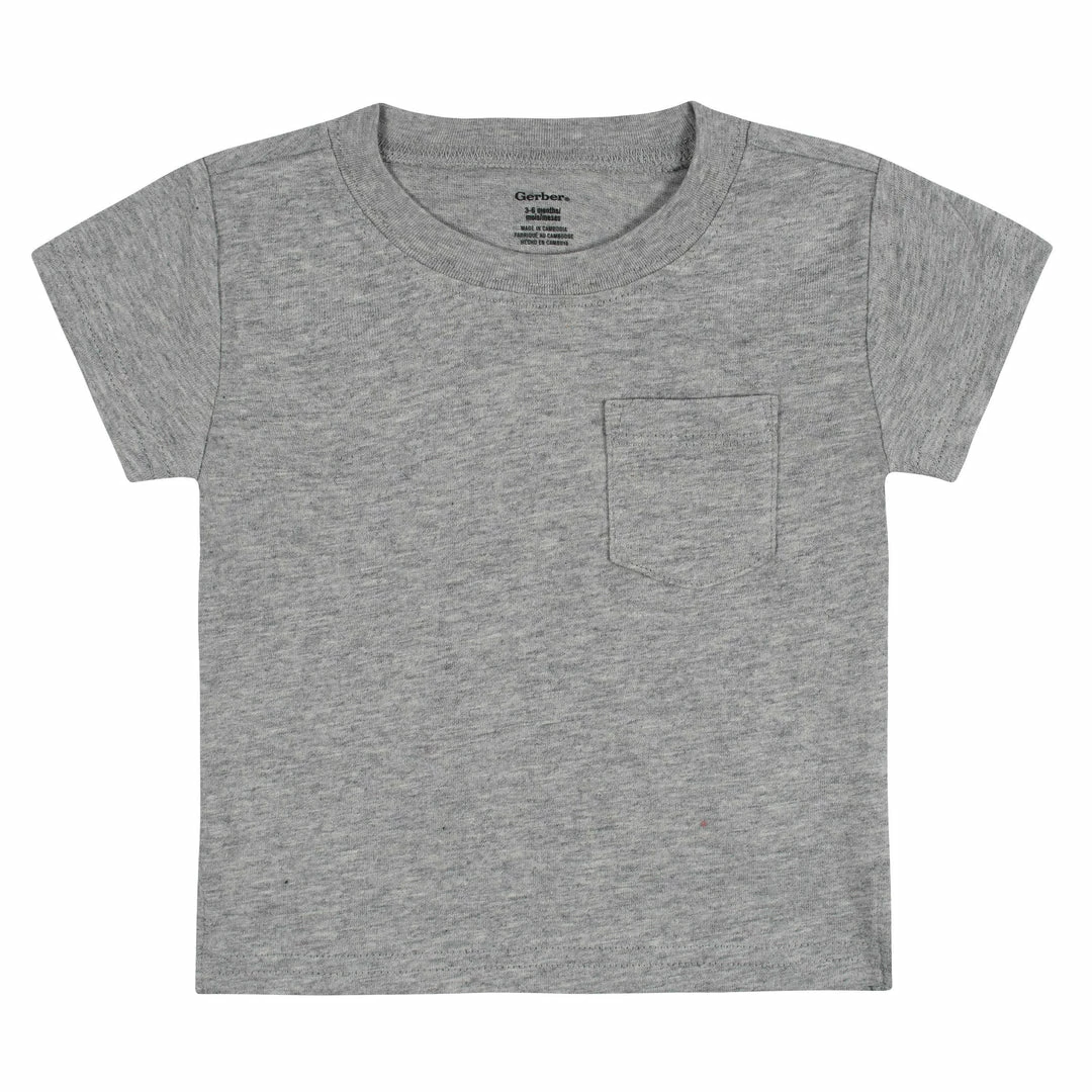 Outlet 👏 Gerber® 3-Pack Baby & Toddler Boys Neat Neutrals Short Sleeve Pocket Tees 👍 4 Gerber® 3-Pack Baby & Toddler Boys Neat Neutrals Short Sleeve Pocket Tees