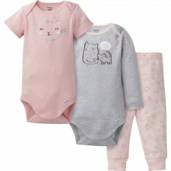 Gerber® 3-Piece Baby Girls Purrfectly Cute Onesies® Bodysuits & Pants Set BabyPreemie - 24M