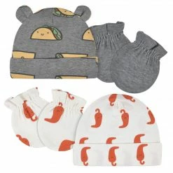 Gerber® BabyPreemie - 24M 4-Piece Baby Neutral Comfy Stretch Taco Caps & No Scratch Mittens Set