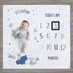 Gerber® BabyPreemie - 24M 2-Piece Baby Boys Let's Explore Milestone Blanket Set
