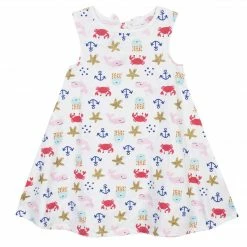 Gerber® 3-Piece Baby Girls' Sea Creatures Dress, Diaper Cover, And Hat Set