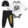 NFL Pittsburgh Steelers 3-Piece Baby Boys Bodysuit, Pant, And Cap Set