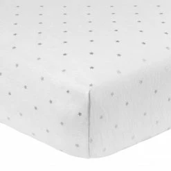 Just Born By Gerber® Baby Neutral Metallic Star On Gray Jersey Knit Crib Sheet