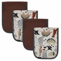 Gerber® BabyPreemie - 24M 4-Pack Boys Dino Terry Burp Cloths