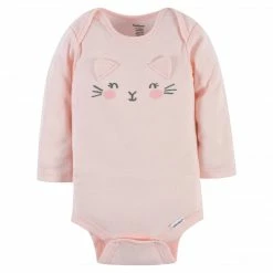 Gerber® 3-Pack Baby Girls Purrfectly Cute Long Sleeve Onesies® Bodysuits BabyPreemie - 24M