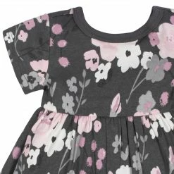 Gerber® 2-Pack Baby Girls Gray Floral Short Sleeve Dresses