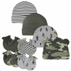 Gerber® 8-Piece Baby Boys Bear Caps & Mittens Set