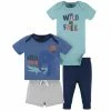 Gerber® See What's New 4-Piece Baby Boys Wild & Free Onesies® Bodysuit, Tee, Shorts & Pant Set