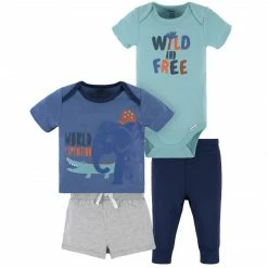 Gerber® See What's New 4-Piece Baby Boys Wild & Free Onesies® Bodysuit, Tee, Shorts & Pant Set