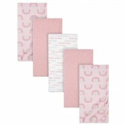 Gerber® 5-Pack Baby Girls Pink Rainbow Flannel Receiving Blankets