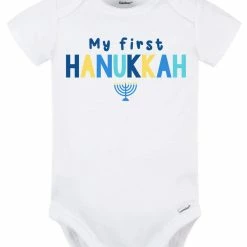 Gerber® BabyPreemie - 24M 2-Pack Baby "My First Hanukkah" & "100% Happy" Short Sleeve Onesies® Holiday Bodysuits