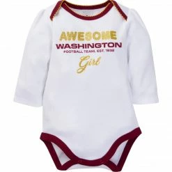 NFL BabyPreemie - 24M 3-Piece Baby Girls Washington Bodysuit, Footed Pant, & Cap Set