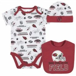 NFL Arizona Cardinals 3-Piece Baby Boys Bodysuit, Bib, And Cap Set