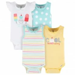 Gerber® 4-Pack Baby Girls Dots Of Rainbows Tank Onesies® Bodysuits