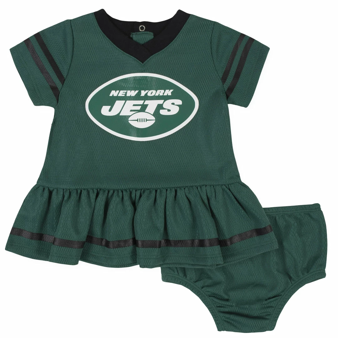 Promo ✔️ NFL New York Jets Baby 👧 Girls 👗 Dress And Diaper Cover Set 🧨 1 NFL New York Jets Baby Girls Dress And Diaper Cover Set