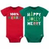 Gerber® 2-Pack Baby "100% Merry" & "Happy, Jolly, Merry" Short Sleeve Onesies® Holiday Bodysuits BabyPreemie - 24M