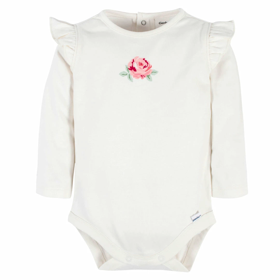 Outlet 🎉 Gerber® See What's New 3-Piece Baby 👧 Girls Pink Garden Onesies® Bodysuit, Pants & Headband Set 😍 4 Gerber® See What's New 3-Piece Baby Girls Pink Garden Onesies® Bodysuit, Pants & Headband Set