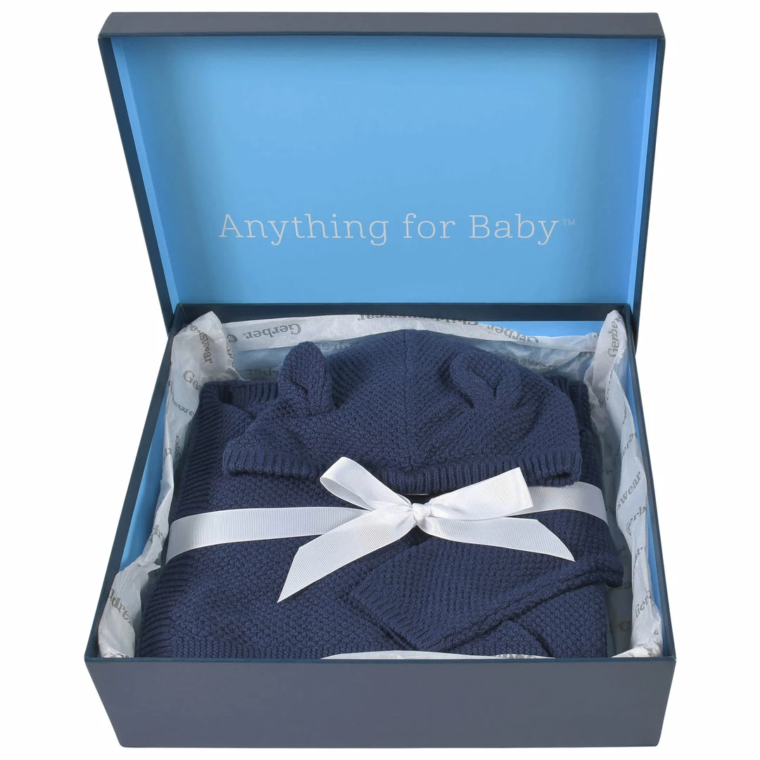 Flash Sale 🎉 Gerber® BabyPreemie - 24M 3-Piece Baby Boys Navy Knit Outfit & Blanket Set 👍 2 Gerber® BabyPreemie - 24M 3-Piece Baby Boys Navy Knit Outfit & Blanket Set