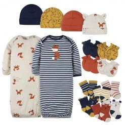 Gerber® 16-Piece Baby Boys Fox Gown, Mitten, Cap, & Sock Set