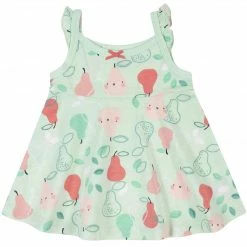 Gerber Childrenswear BabyPreemie - 24M 3-Piece Baby & Toddler Girls Pear Dress, Diaper Cover & Sun Hat Set