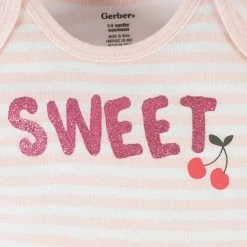 Gerber® 4-Pack Baby Girls Cherry Kisses Short Sleeve Onesies® Bodysuits