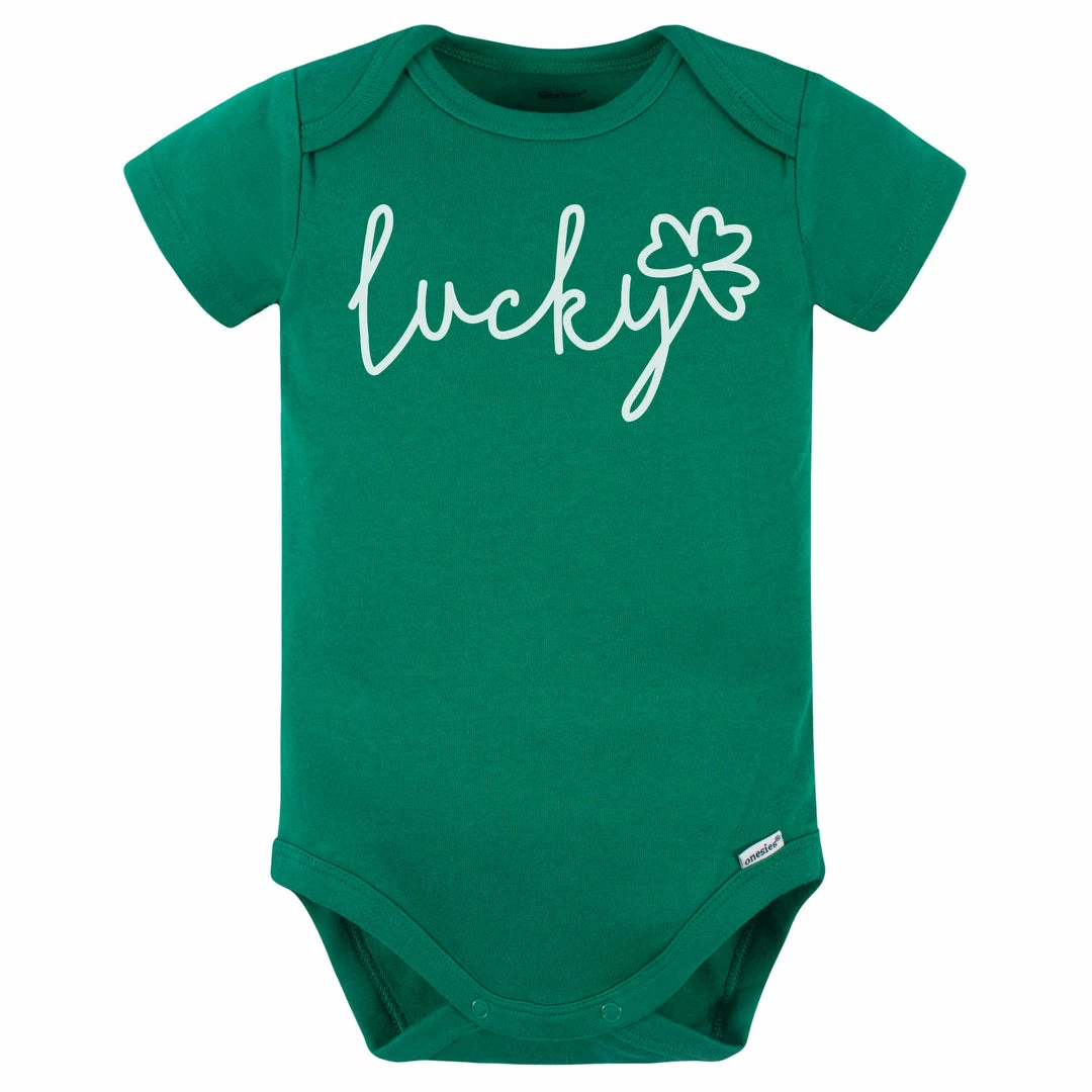 Top 10 👍 Gerber® Baby Neutral Green "Lucky" Short Sleeve Onesies® Bodysuit 👏 3 Gerber® Baby Neutral Green "Lucky" Short Sleeve Onesies® Bodysuit