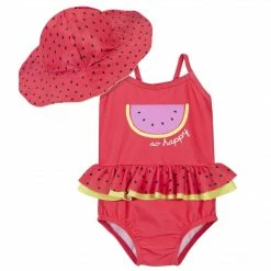 Gerber® 2-Piece Girls Watermelon Swimsuit & Hat Bundle BabyPreemie - 24M