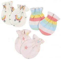 Gerber® BabyPreemie - 24M 3-Pack Baby Girls Rainbow No Scratch Mittens