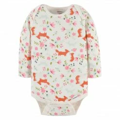 Gerber® BabyPreemie - 24M 3-Pack Baby Girls Sweet Floral Fox Long Sleeve Onesies® Bodysuits