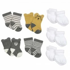 Gerber® 10-Pack Baby Boys Lion & White Wiggle Proof® Socks