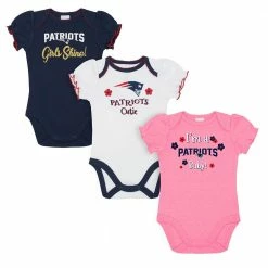 NFL New England Patriots Baby Girl Short Sleeve Bodysuit, 3-pack