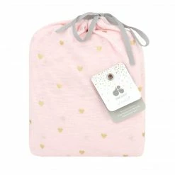 Just Born By Gerber® Bedding Baby Girls Metallic Hearts Jersey Knit Crib Sheet
