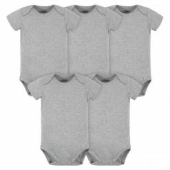 Gerber® 5-Pack Baby Heather Grey Premium Onesies® Bodysuits
