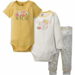 Gerber® BabyPreemie - 24M 3-Piece Baby Girls Floral Meadow Onesies® Bodysuits & Pants Set
