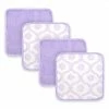 Just Born 4-Pack Girls Lilac Trellis Woven Washcloths