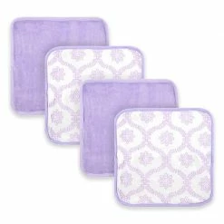 Just Born 4-Pack Girls Lilac Trellis Woven Washcloths