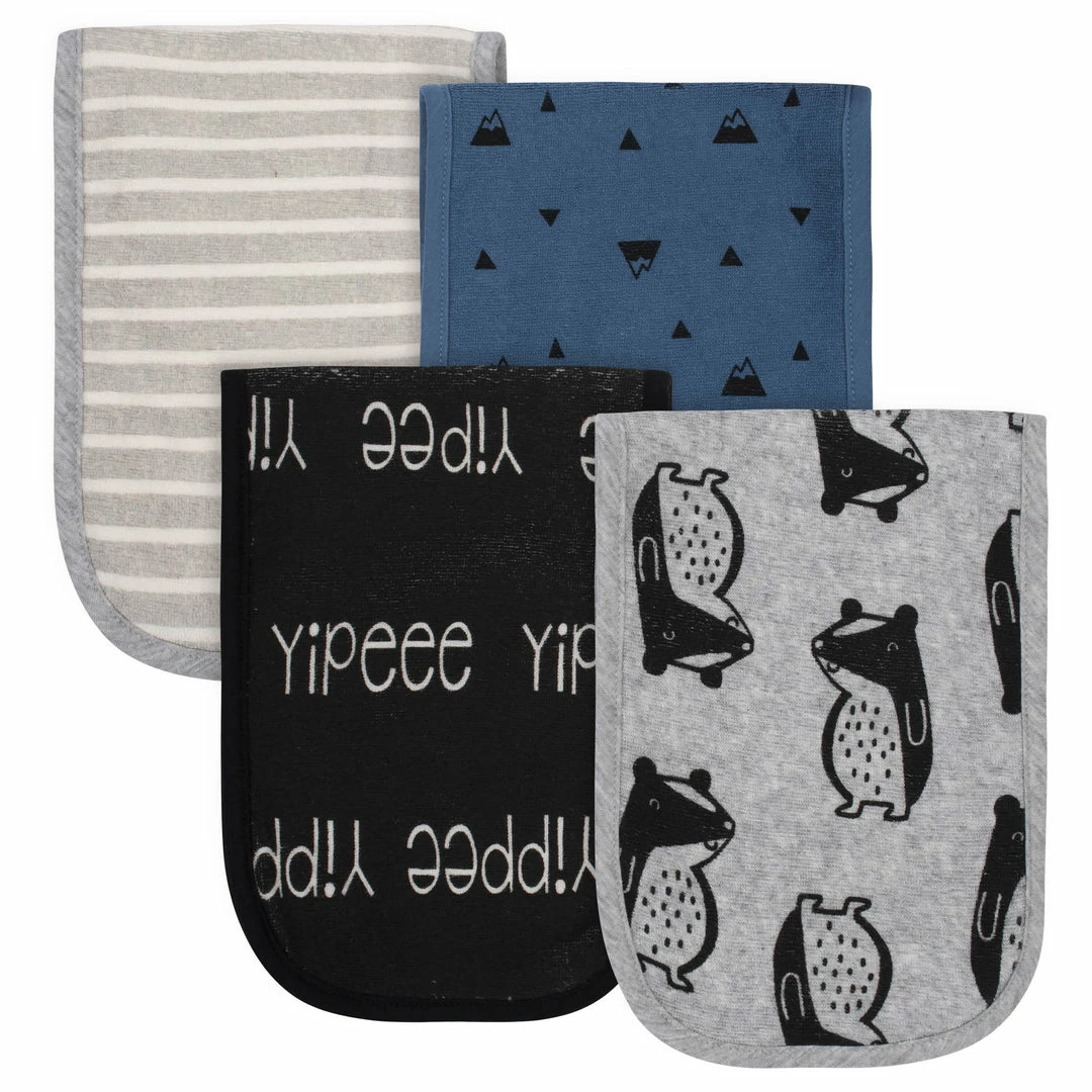 Brand new 🌟 Gerber® BabyPreemie - 24M 4-Pack Baby Boys Comfy Stretch Badger Burp Cloths 🔥 1 Gerber® BabyPreemie - 24M 4-Pack Baby Boys Comfy Stretch Badger Burp Cloths