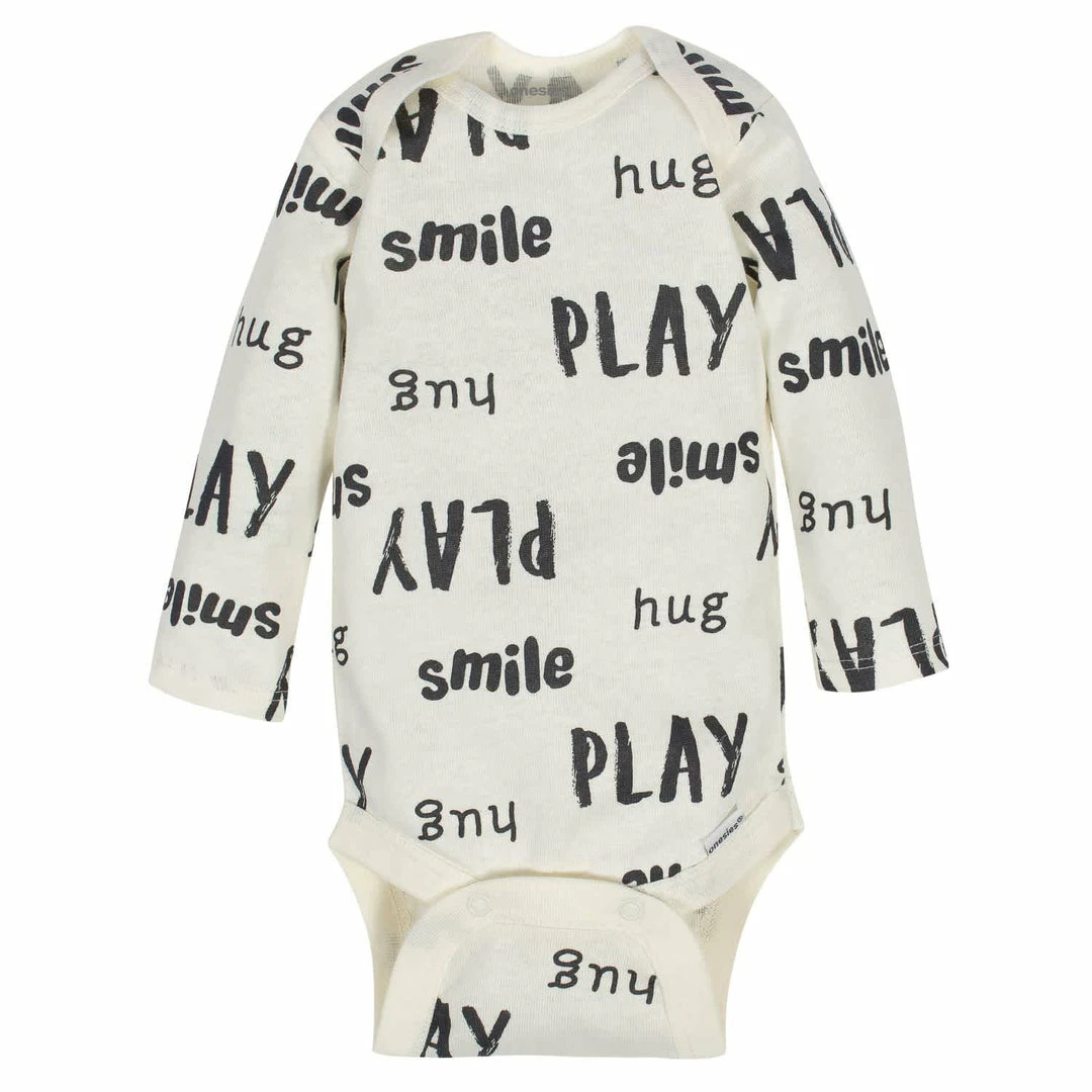 Discount 🎁 6-Pack Baby Neutral Words Long Sleeve Onesies® Brand Bodysuits 😀 6 6-Pack Baby Neutral Words Long Sleeve Onesies® Brand Bodysuits
