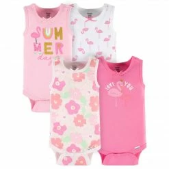 Gerber® See What's New 4-Pack Baby Girls Summer Blossom Tank Onesies® Bodysuits
