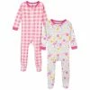 Gerber® 2-Pack Baby & Toddler Girls Summer Blossom Snug Fit Footed Cotton Pajamas