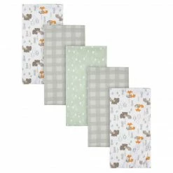 Gerber® 5-Pack Baby Boys Woodland Flannel Receiving Blankets BabyPreemie - 24M