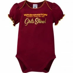 NFL 3-Pack Baby Girls Washington Short Sleeve Bodysuits