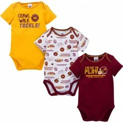 NFL 3-Pack Baby Boys Washington Short Sleeve Bodysuits BabyPreemie - 24M