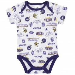 NFL Minnesota Vikings 3-Piece Baby Boys Bodysuit, Bib, And Cap Set BabyPreemie - 24M