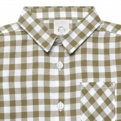 Gerber® Kids Infant & Toddler Boys Tan Plaid Woven Plaid Shirt