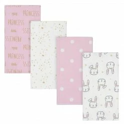 Gerber® 4-Pack Baby Girls Princess Flannel Burp Cloths